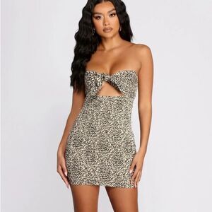 Purrfectly Fierce L Smocked Strapless Mini Dress